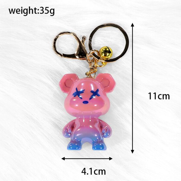 未标题-11 Gradient Iridescent Plated Violent Bear Keychain