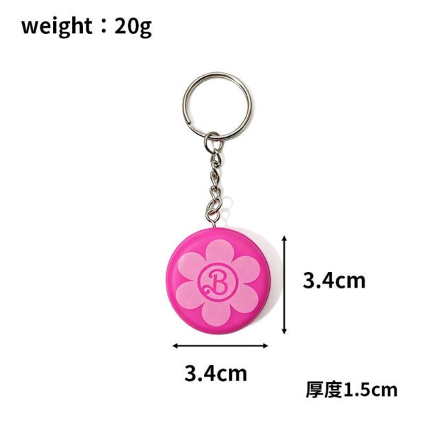 粉色马卡龙详情-05 Barbie Pink Floral Macaron Keychain