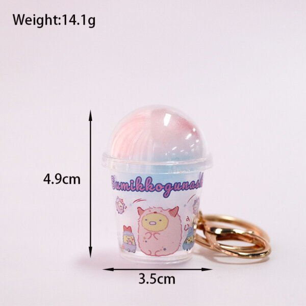 Cute Simulated Rainbow Cotton Candy Cup Keychain