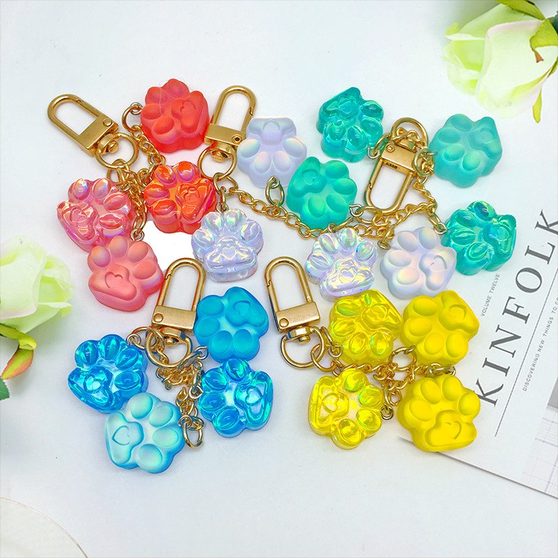Cute Realistic Colorful Cat Paw Keychain 2 详情 03 2